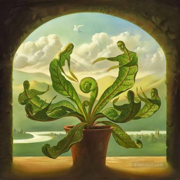 Abstract and Decorative Painting - miracle of birth surrealism plants leaves